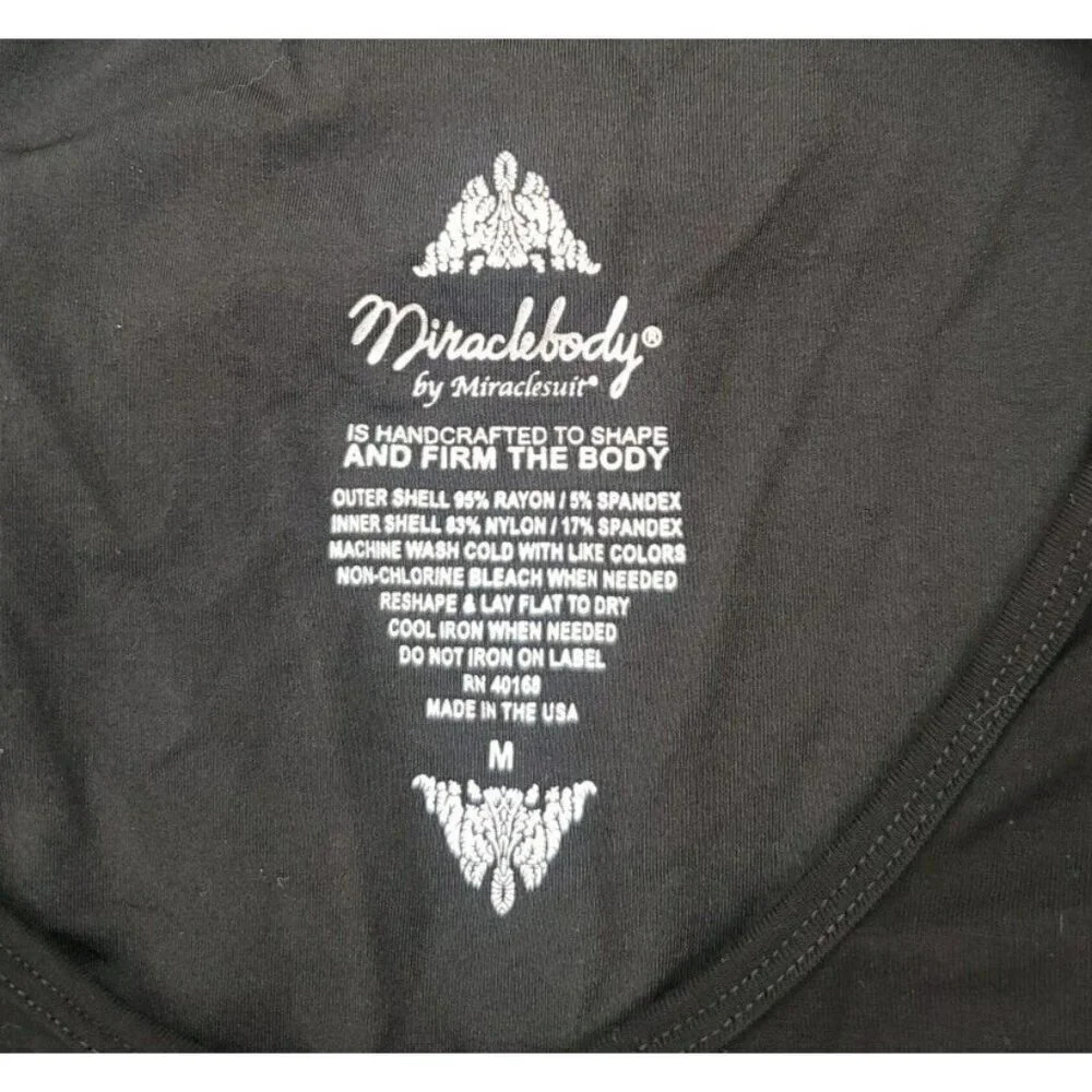 MIRACLEBODY by Miraclesuit Womens Sz M Black Stretch Pleated Slimming Top NWT - Picture 8 of 9